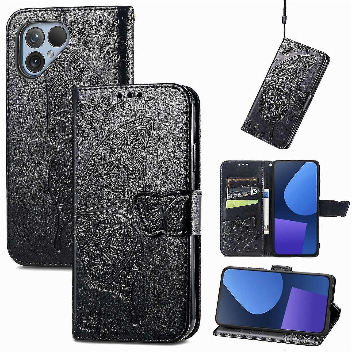 Butterfly Flower Leather Case For Fairphone 5