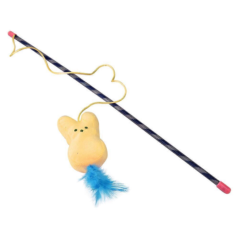 Cat Pet Rabbit Kitten Play Toy Set with Bell and Feather Stick, Interactive Activity for Small Pets, Durable and Colorful Design