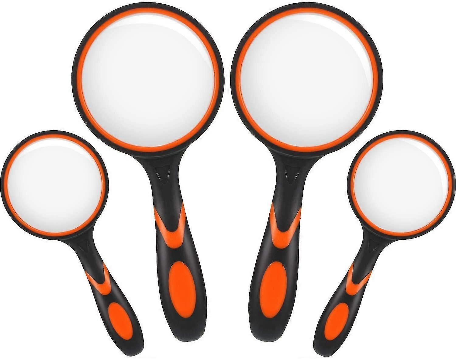4-delig vergrootglas, 4x en 10x handheld leesvergroter met antislip