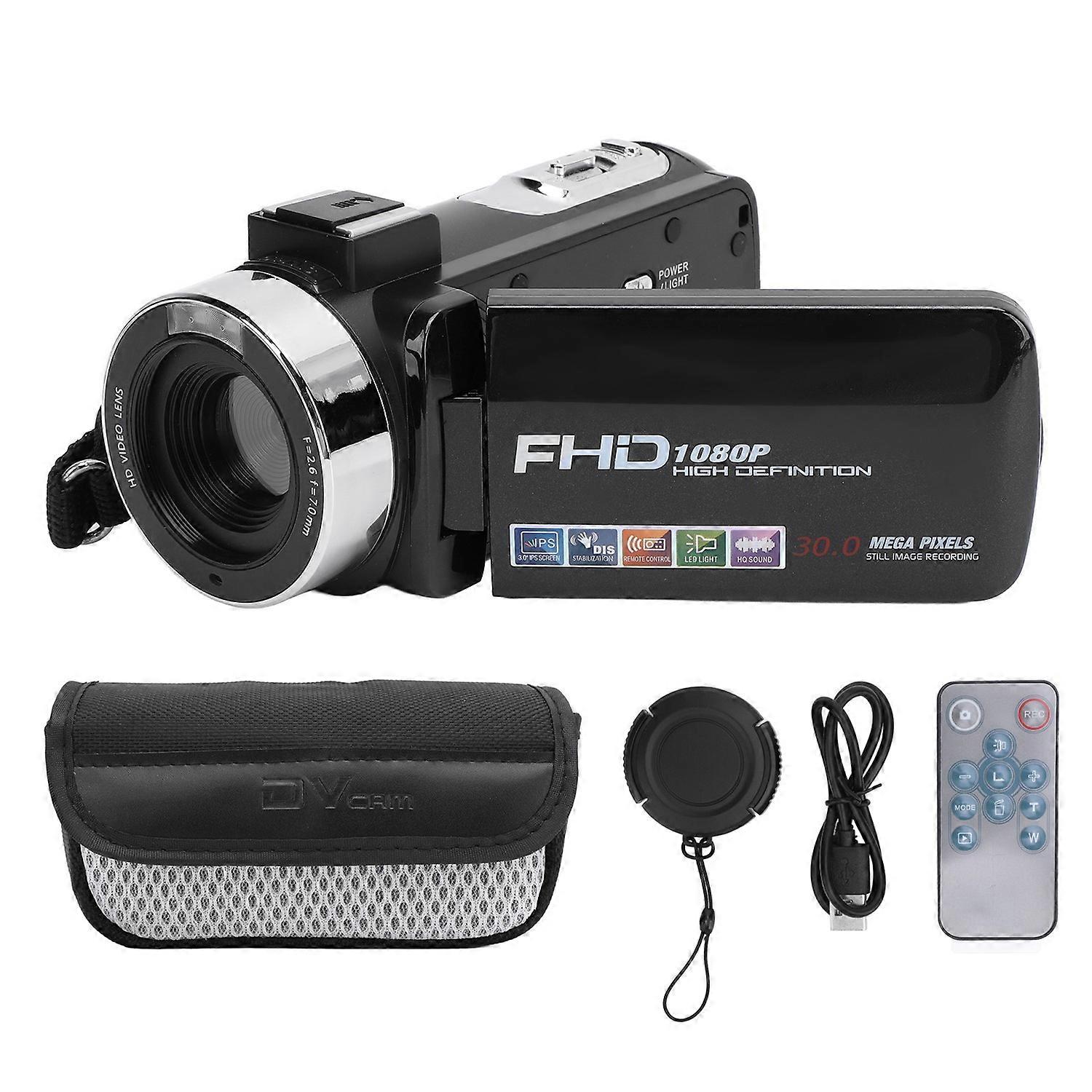 Video Camera 3 Inch TFT Rotation Screen 1080P 30MP 18X Digital Zoom Camcorder with Fill Light USB fo