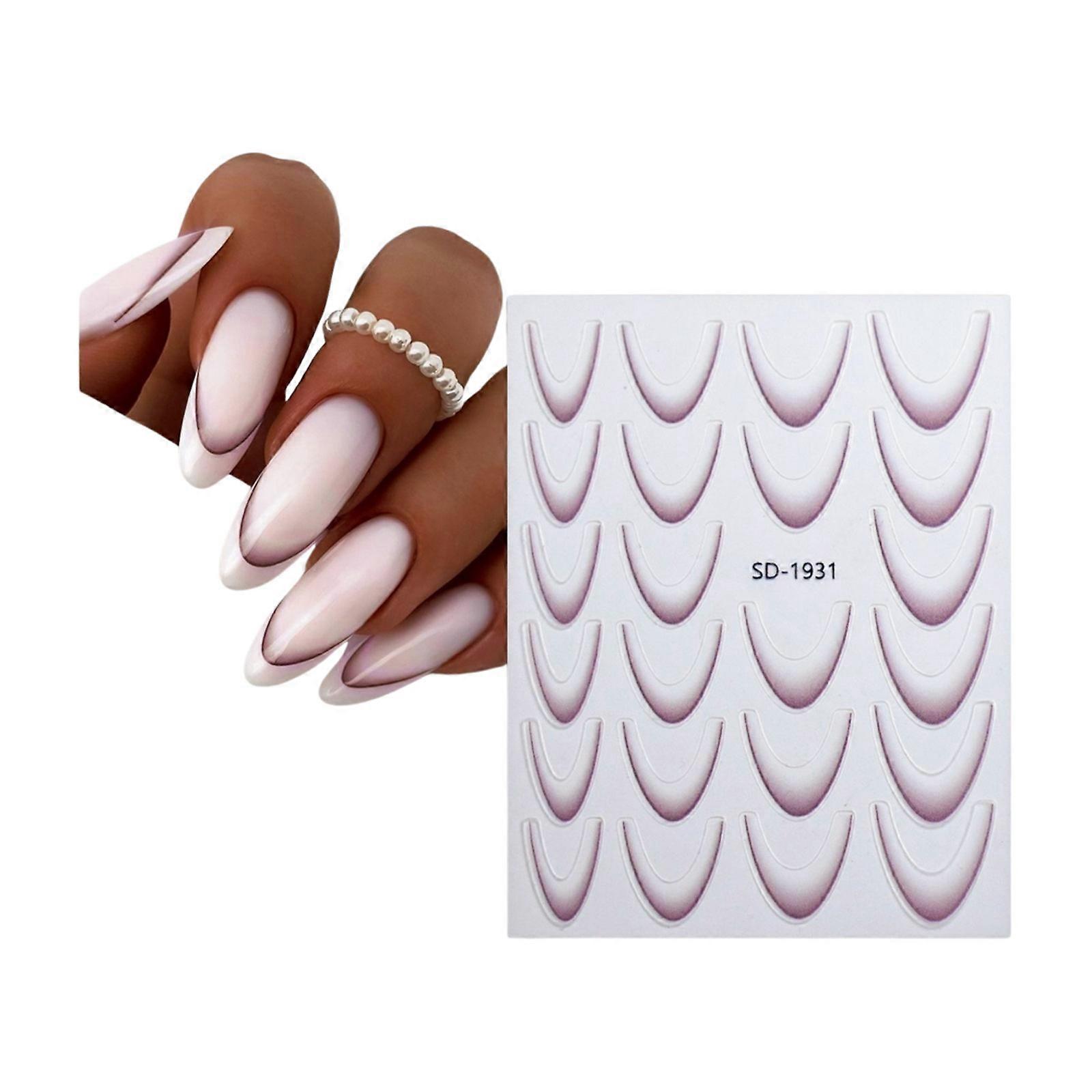 Calcomanías autoadhesivas para uñas Pegatinas de uñas con punta francesa Decoración de uñas Pegatina de uñas de línea francesa para Navidad