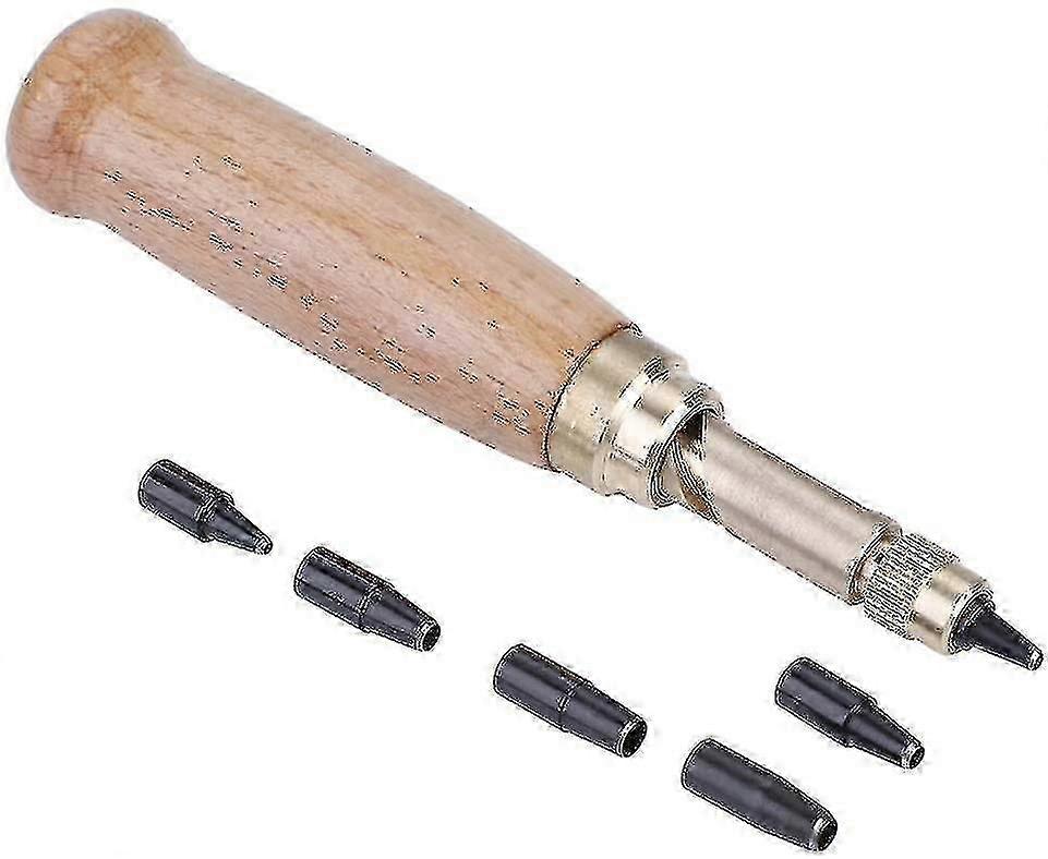 Automatic Leather Punch Tool for Belt & Sewing with 1.5-3.5mm Multi-Size Heads