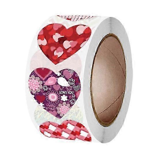 "1 Roll Heart Shape Patterns Art Stickers Celebration Colorful Paper Valentine's Day stickers"