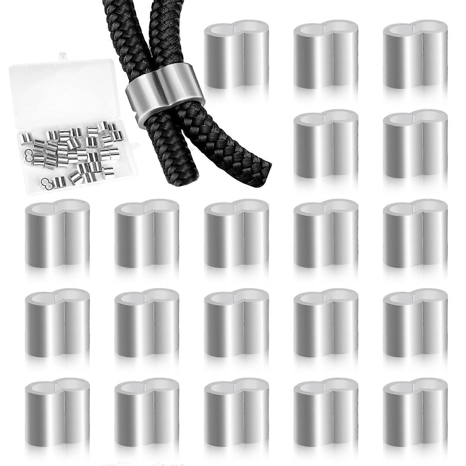 Silver Tone Aluminum Crimping Loop Sleeves, Weather Resistant And Corrosion Resistance, Smooth Surface And Burr-Free For Safe Handling, High Hardness