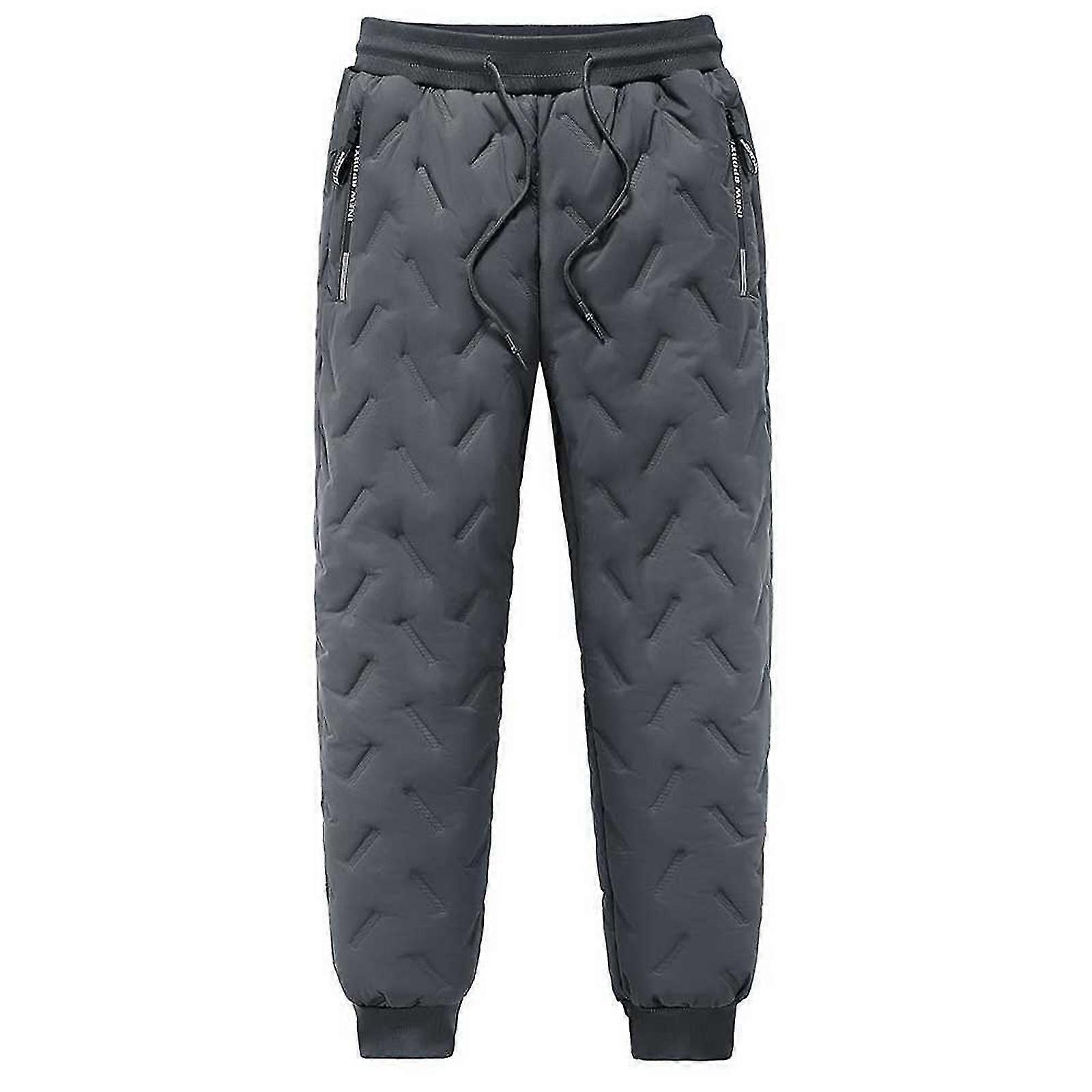 Men Winter Fleece Pants Waterproof Keep Warm Black Thicken With Pockets Gray Polyester Fibres Mens Joggers Sweatpants