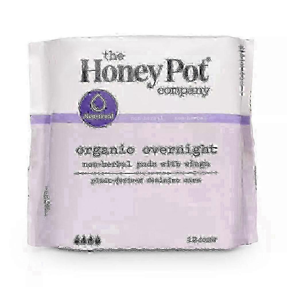 The Honey Pot Organic Cotton Non-herbal Overnight Pads, 12 Ea