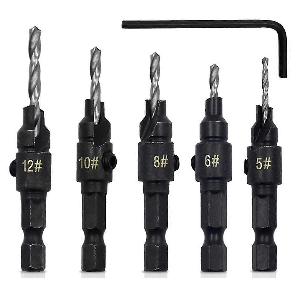 5PCS Shank Countersink Drill Bits Set Screw Chamfer Hole Opener B