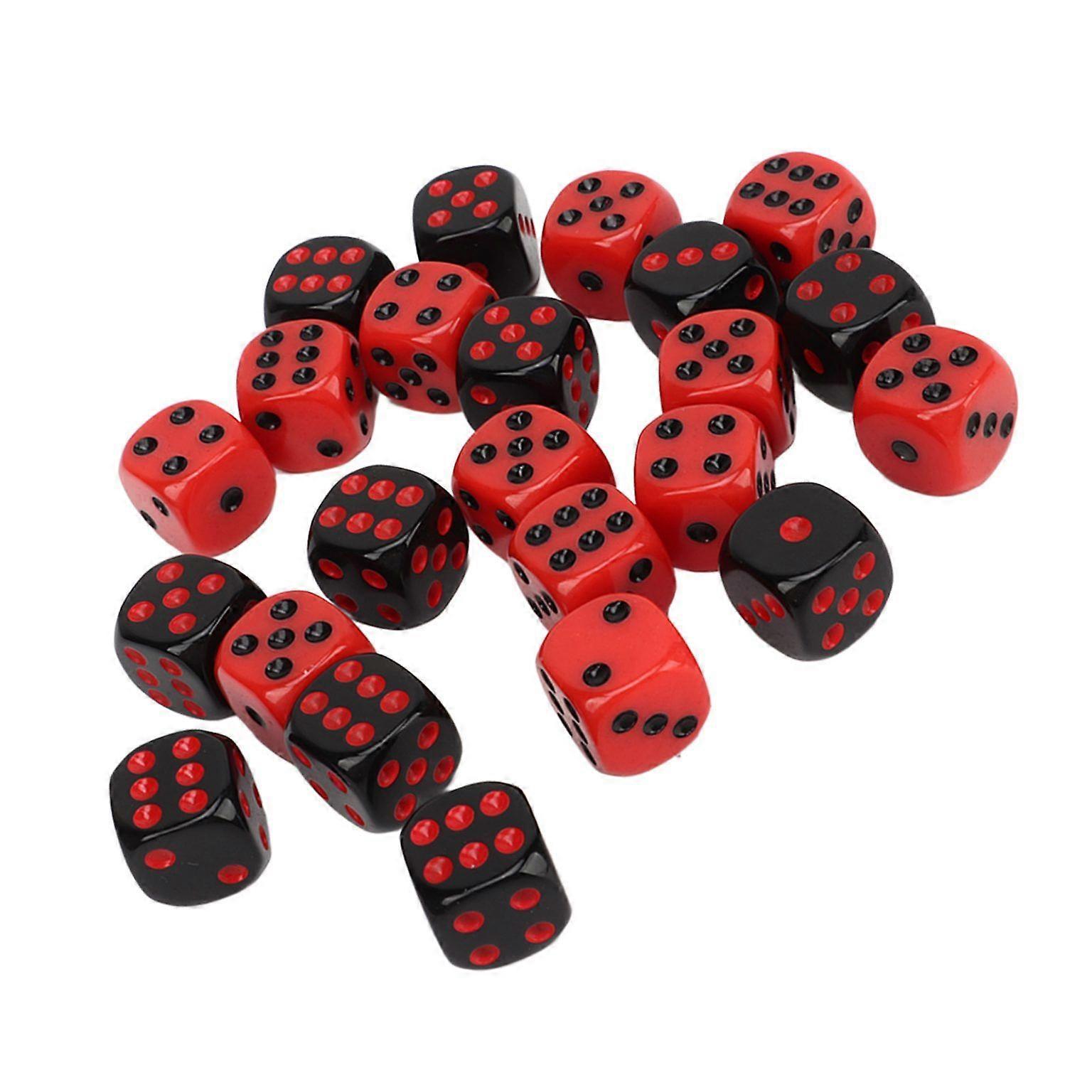 48PCS Waterproof 6-Sided Black and Red Dice Set for Table Games