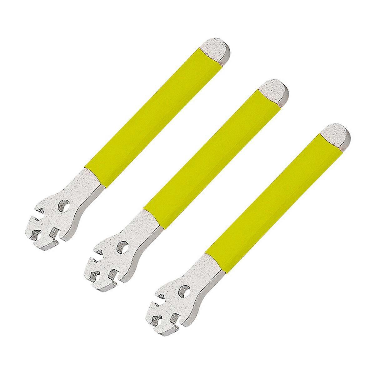 3Pcs Yellow Mountain Bike Spoke Wrench Adjustment Corrector