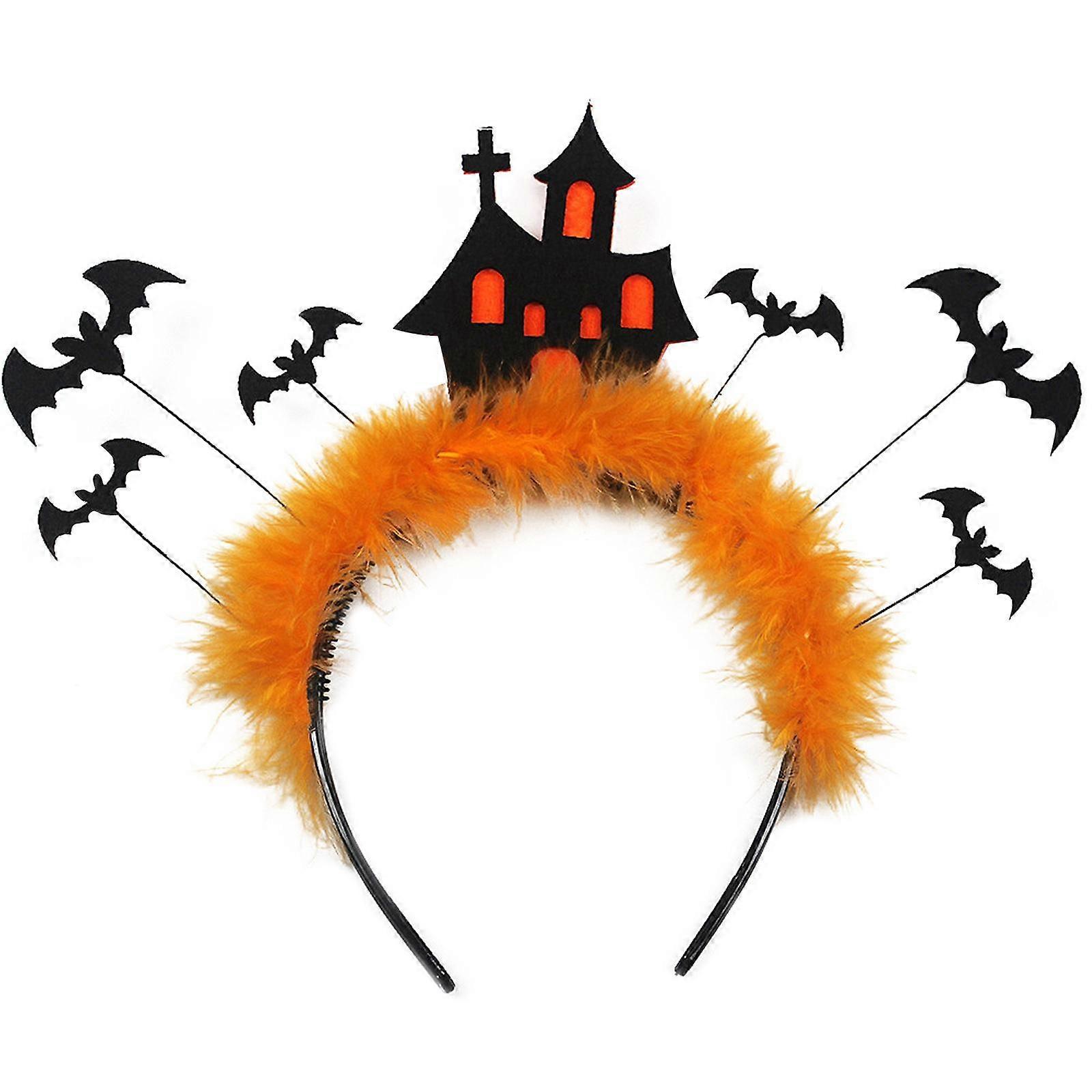 Terrifying Bats Headband for Kids Spooky Halloween Theme Parties Dark Bats Headband with Feathers Party Costume