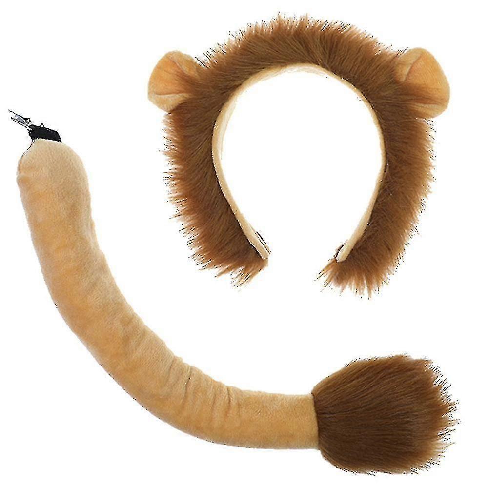 ライオンの耳と尻尾のセット - カーニバル動物コスチューム - 子供用ライオンの耳のヘッドバンド - パーティーの楽しみ