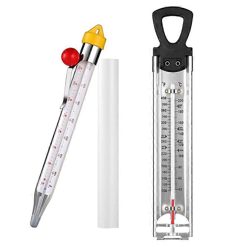 2st sockertermometer med grytklämma, rostfritt stål sockersirap geléolja friterar termometer med