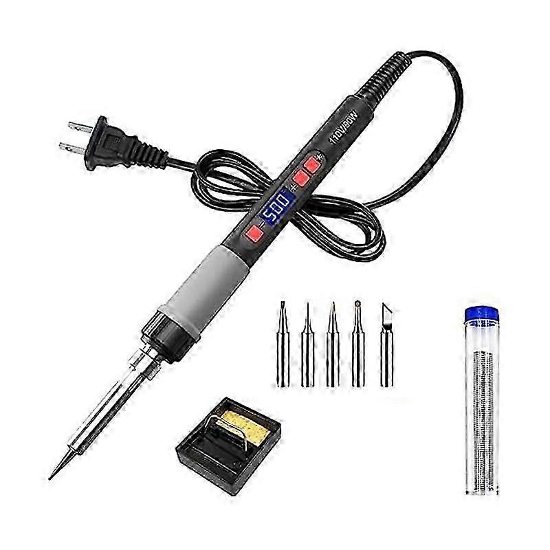Soldering Iron Kit, 80W LCD Digital Display Adjustable Temperature Solder Iron 180 to 500C, for Soldering US Plug