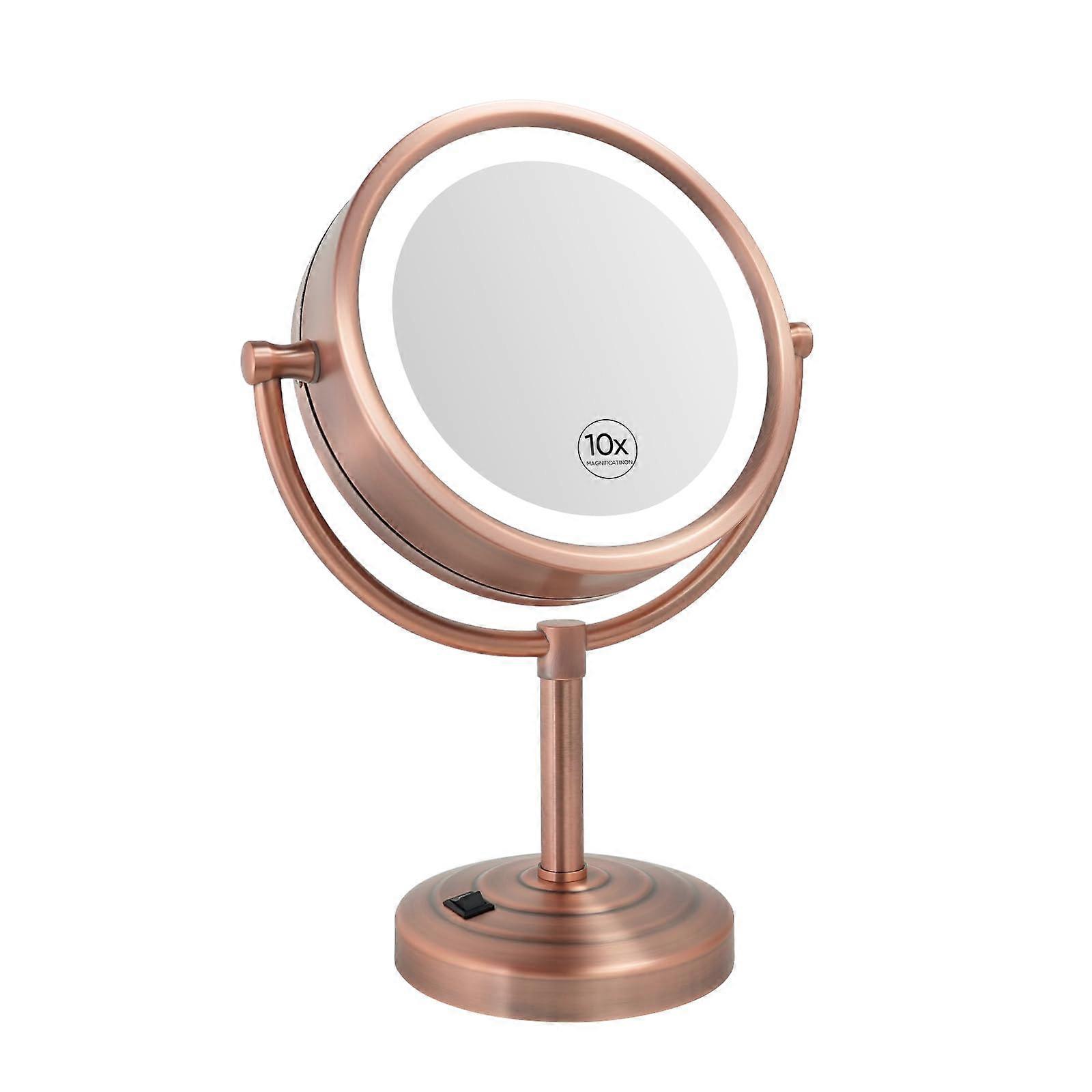 LED Lighted Makeup Mirror 8.5 Inch Matte Rose Gold Finish For Vanity