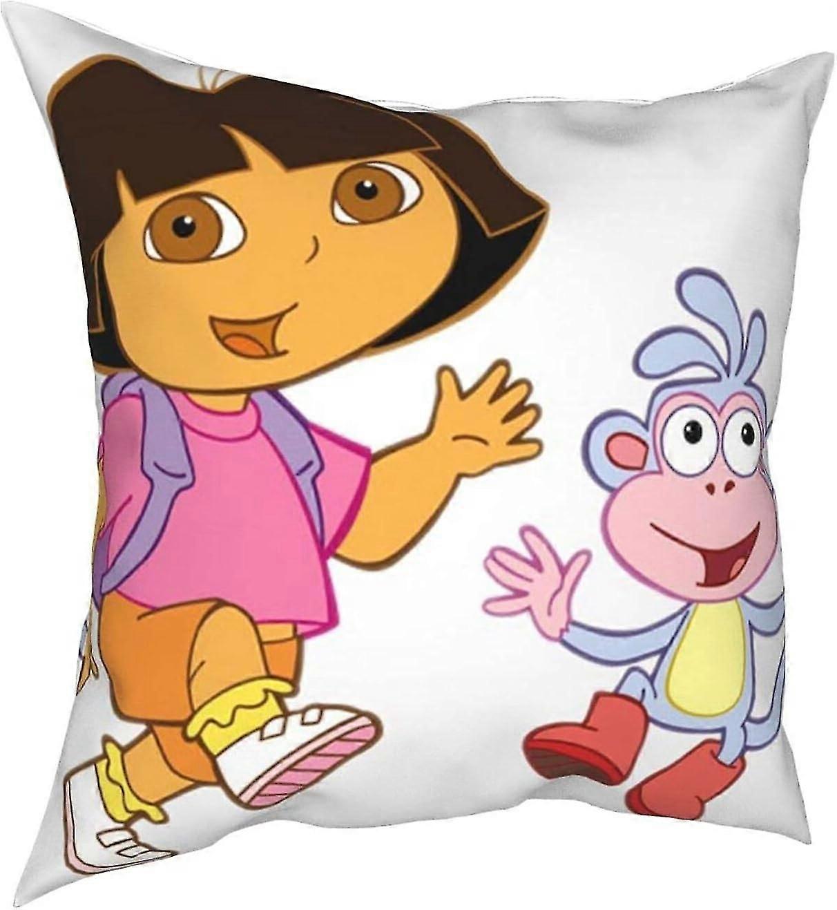 ドラエクスプローラーフォーシーズンズ枕、快適で柔らかく肌にやさしい枕、ソファベッドカーに適しています-Dora9-18x18インチ