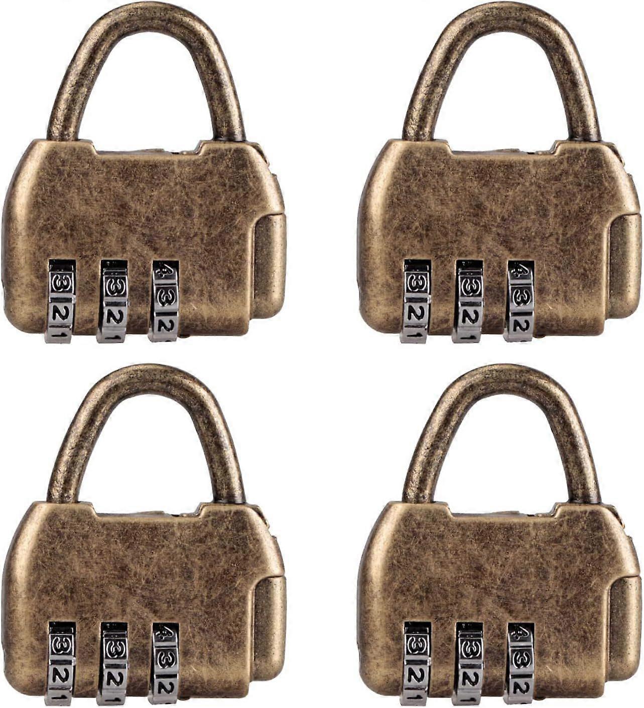 Set of 4 Mini Retro Combination Padlock for Diary, Luggage, Vintage Code Padlock