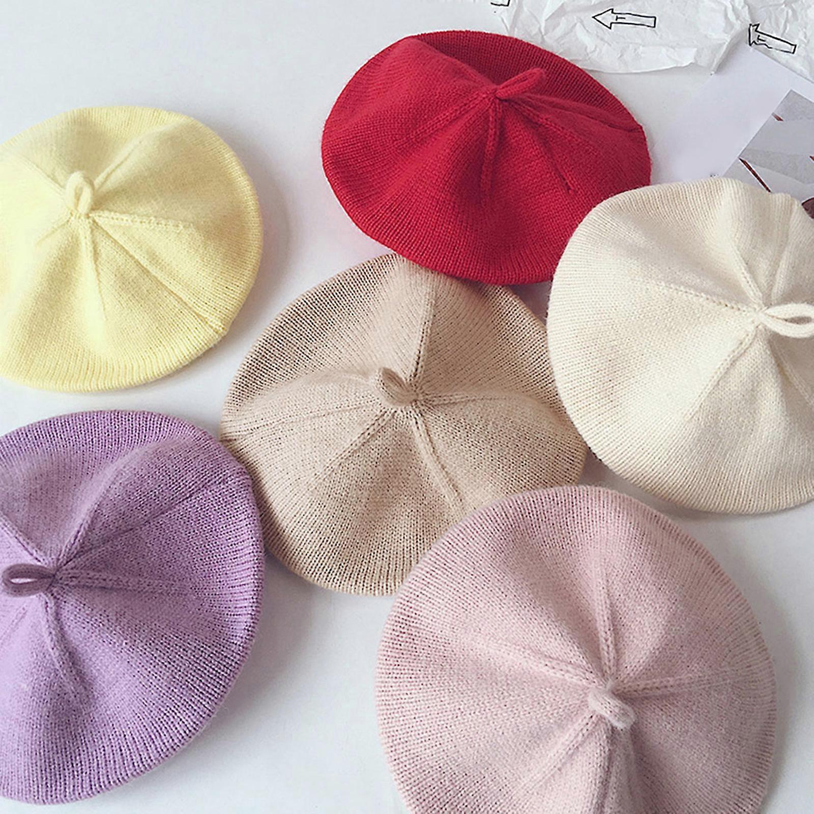 סתיו תינוק כובע כומתה צבע אחיד וינטג סרוג כובע כובע ילדים תינוק פעוט מצנפות כובע כובע אדום