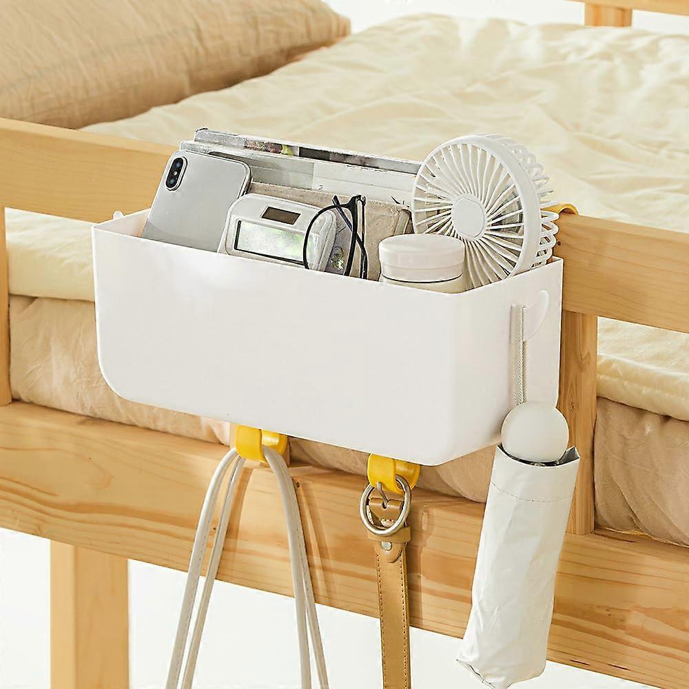 Hanging Storage Basket for Bunk Beds, White Bedside Organizer Shelf for Glasses, Bottles, Dormitory and RV Use