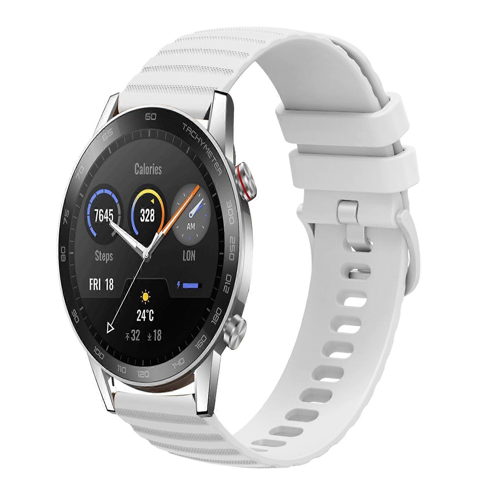 For Honor Magic Watch 2 46mm 22mm Wavy Dot Pattern Solid Color Silicone Watch Band