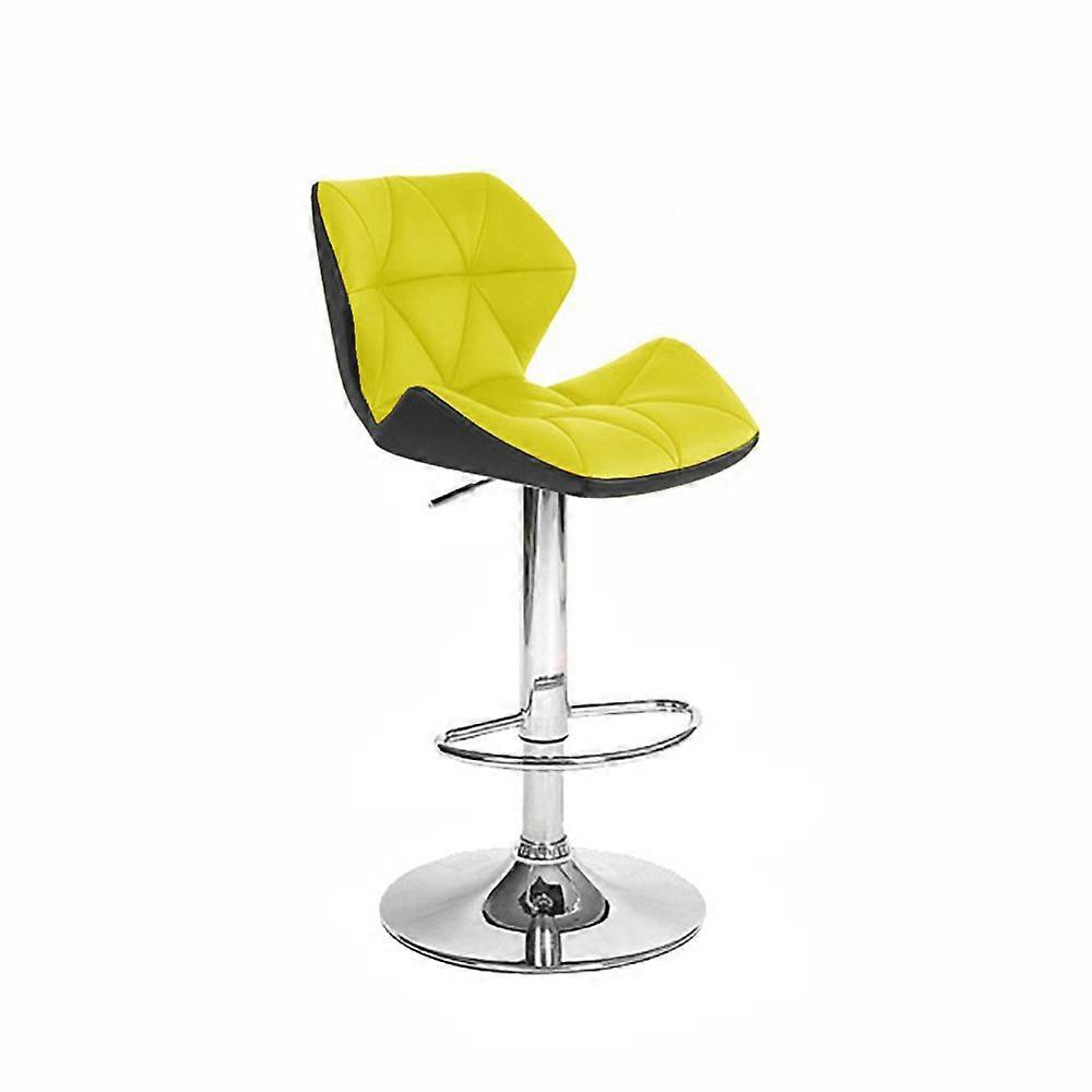 Adjustable Height Barstool in Black and Yellow, Contemporary Design, Swivel Seat, Durable Metal Base