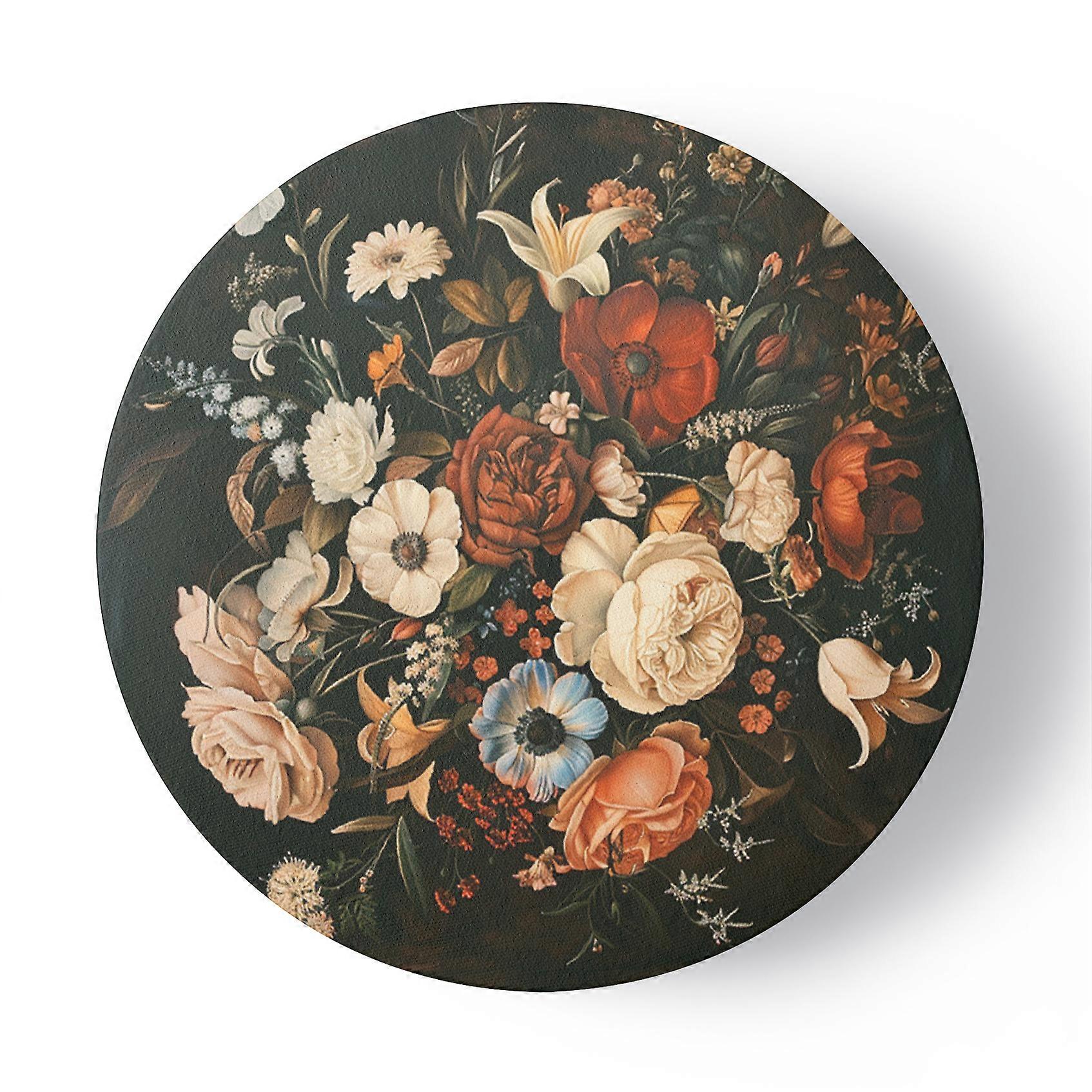 Impression sur toile, Fleurs Vintage Rétro - 80x80