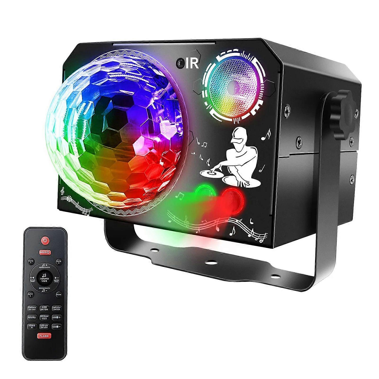 4 in 1 Disco-Light Party Lights Remote Control Stage Lights With Magics Ball/Led Patterns Strobe Light/Purple Uv Light