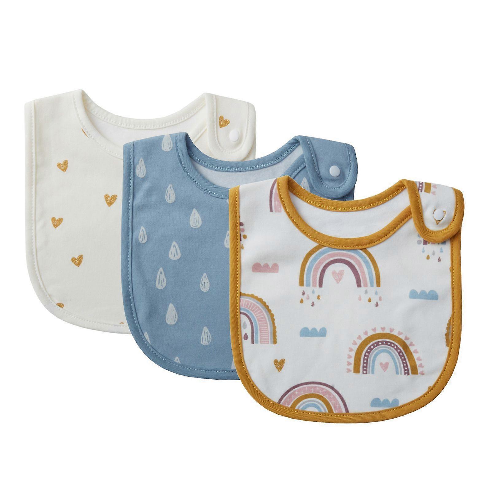Baby bib set (3 pieces) snap closure, cotton waterproof/value pack bibs