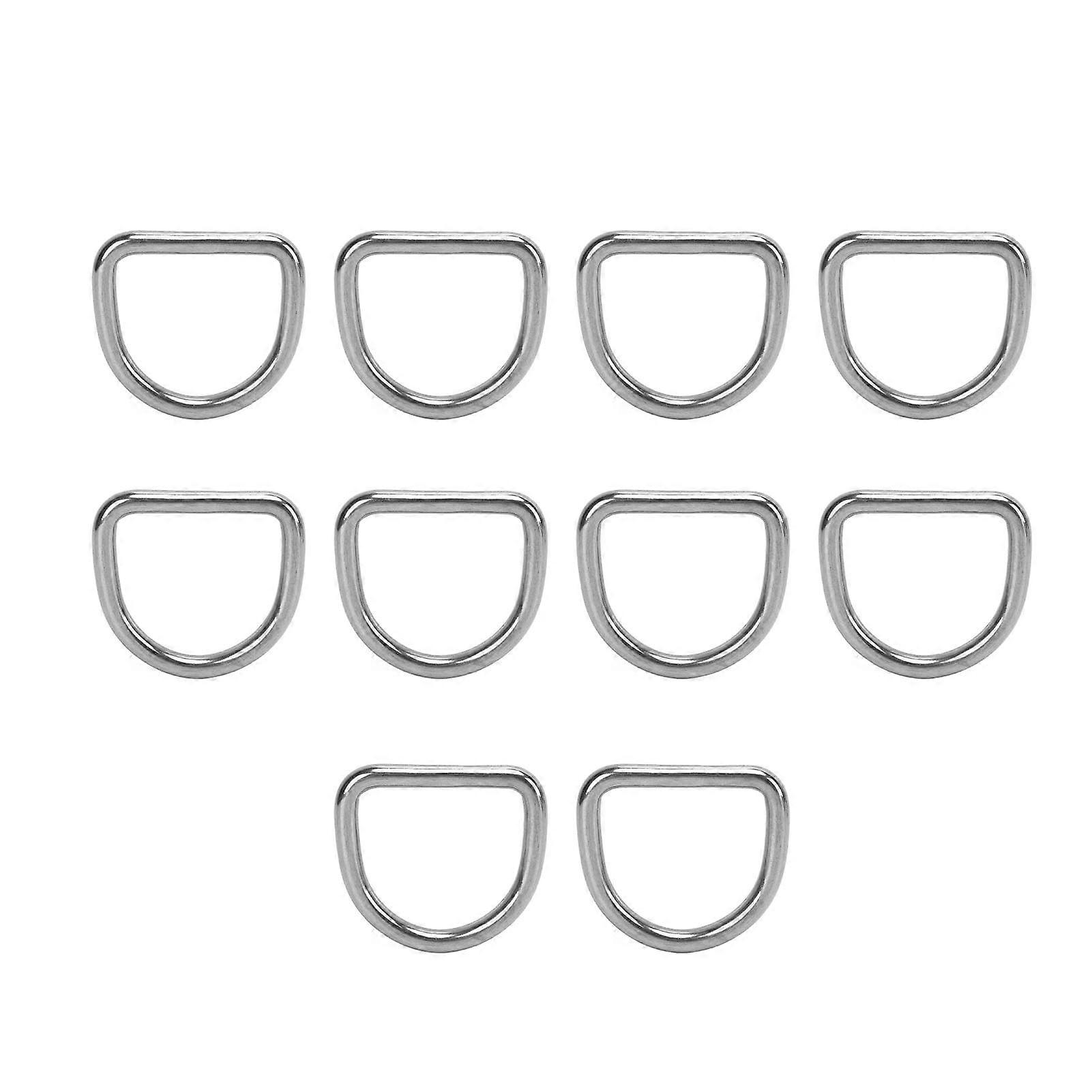 Stainless Steel D Ring 10pcs Semi Circular Welded Buckles for Surfboards and Kayaks 8MM Diameter Marine Hardware