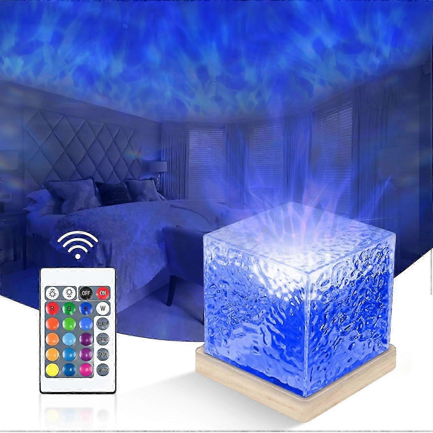 Northern Lights Ocean Wave Table Lamp Projector, 16 Colors Dynamic Rotating