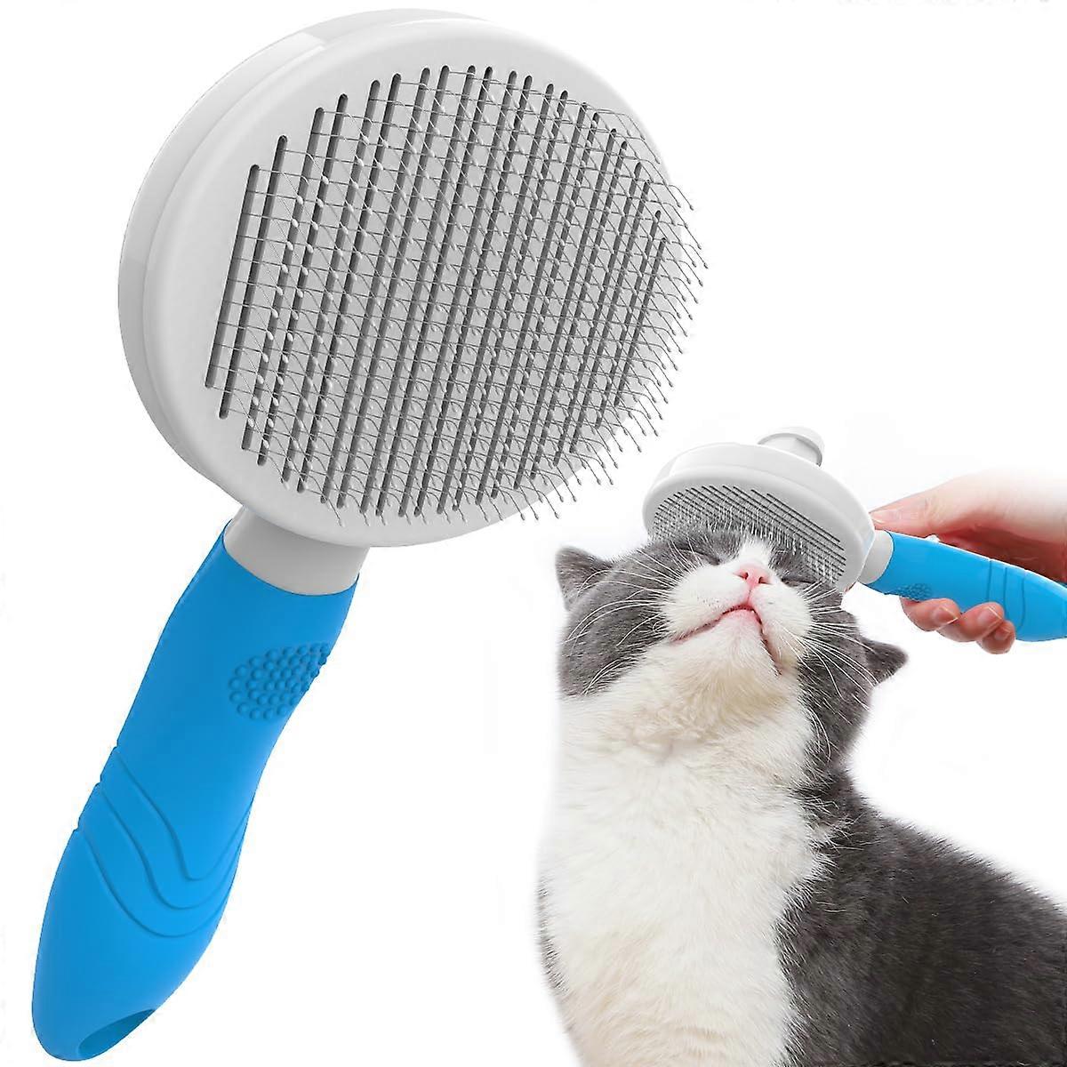 Cat Brush Dog Brush with Release Button for Shedding, Self-Cleaning, Ergonomic Handle, Suitable for All Fur Types