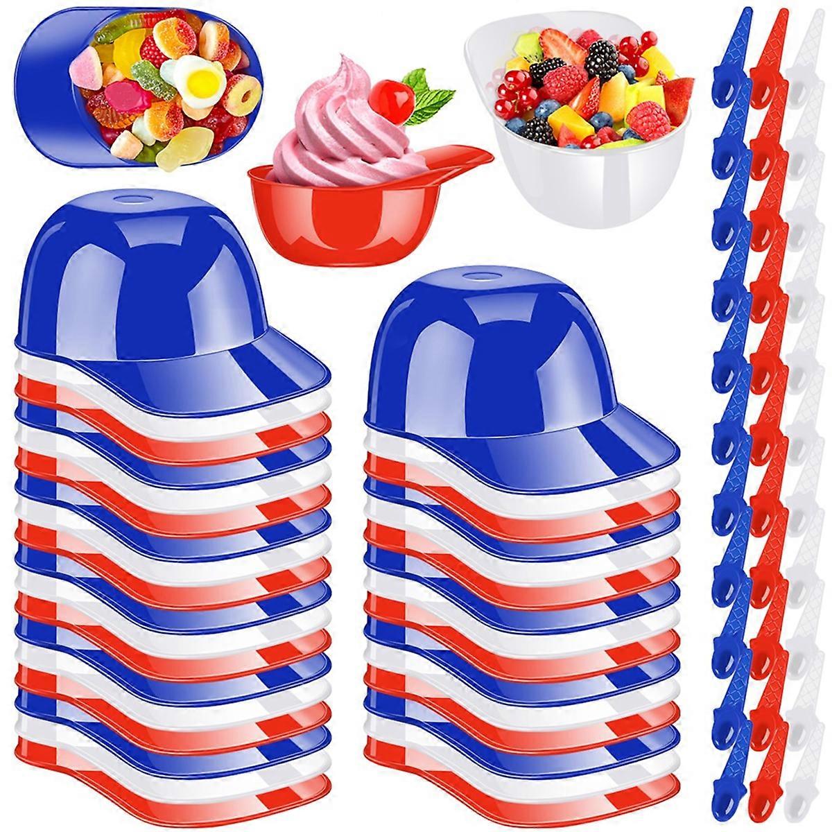66Pack Baseball Ice Cream Bowls 33pc Spoons and 33pc 8oz