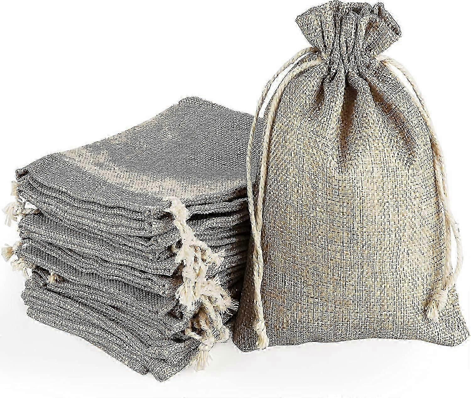 Zk-30 عبوة حقيبة من الخيش ، حقيبة برباط من الخيش ، حقيبة هدايا خفيفة الوزن ، منظم جوت قابل لإعادة الاستخدام لمجوهرات الزفاف حفلة عيد الميلاد (13 × 18 سم ، طبيعي) - Goo