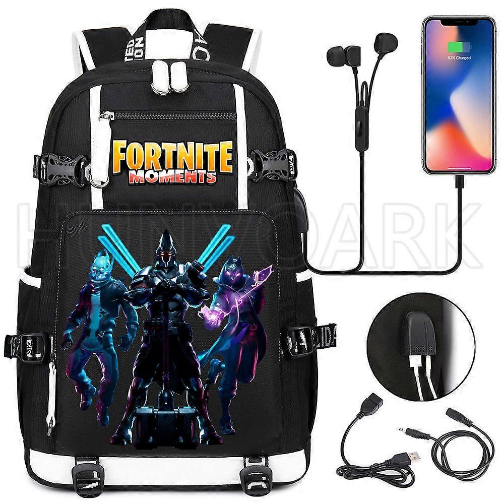 תיק גב למחשב נייד FORTNITE נשים גברים USB טעינת נסיעות תרמיל משחקי תיק גב זכר וינטג תיק בית ספר קיבולת Mochilas