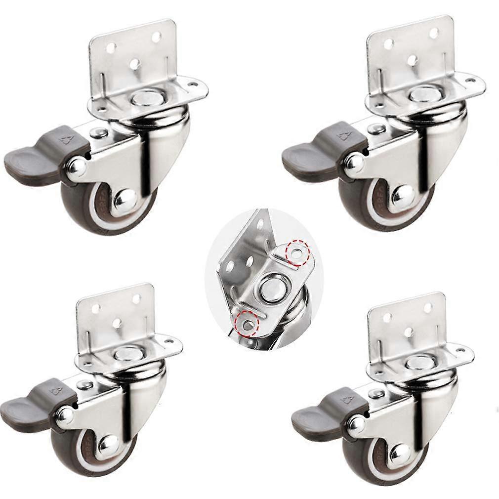 Heavy Castor WheelsRubber Swivel Caster Wheels with LType Bracket,Furniture Castor with Brakes