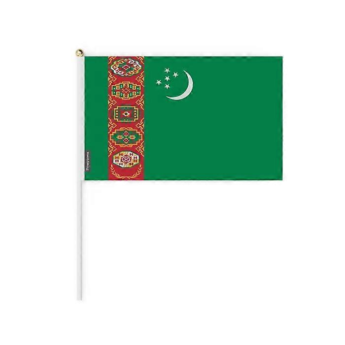 Miniature Flag - Turkmenistan - 14 x 21 cm - Durable Polyester - Lightweight - Double-Sided Print