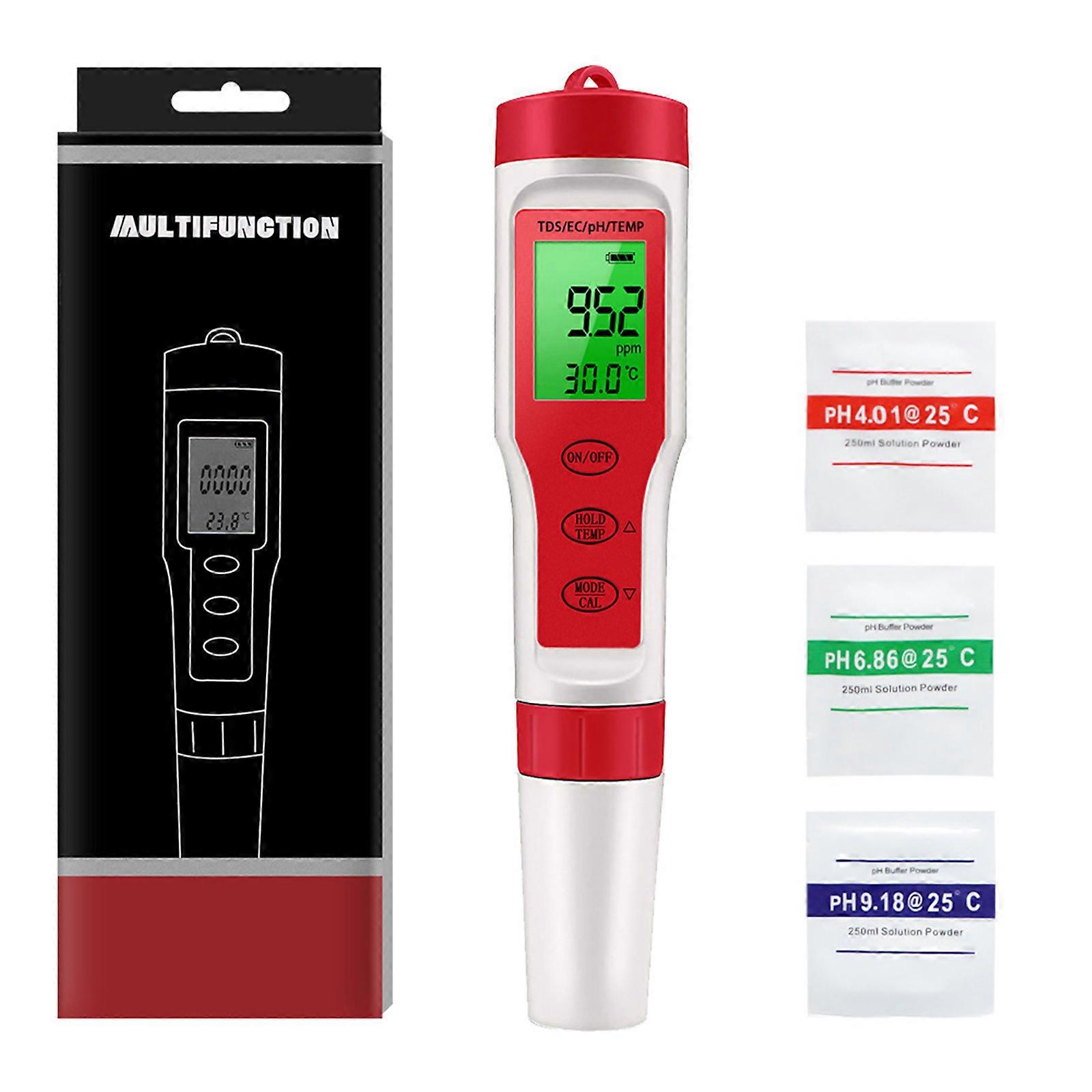 Easy to Use Digital Water Quality Monitors, Precise Temperature Gauges for Pool & Spa Maintenance 4 In 1 Analysis Tool