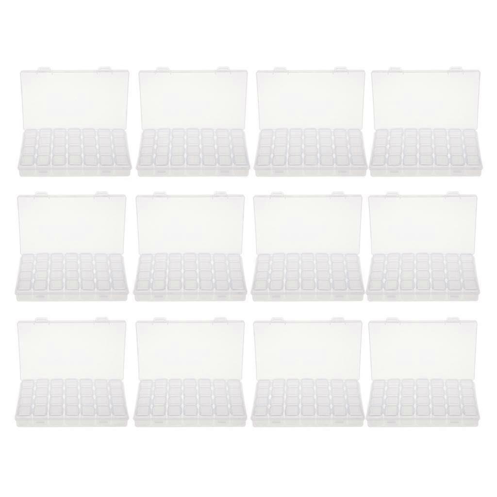 12x 28Grid Clear Beads Box Small Items Container for Makeup Organizer