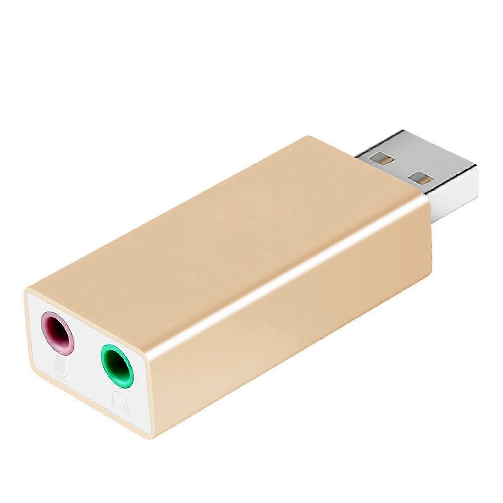 USB External Sound Card USB2.0 to 3.5mm Auditory Adapter Headphone and Microphone Converter for PC Laptop gold