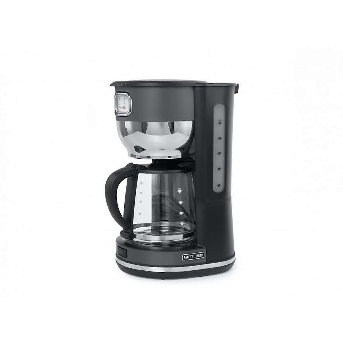 1.4L 10 Cup 1000W Filter Coffee Machine with Temperature Gauge, Grey