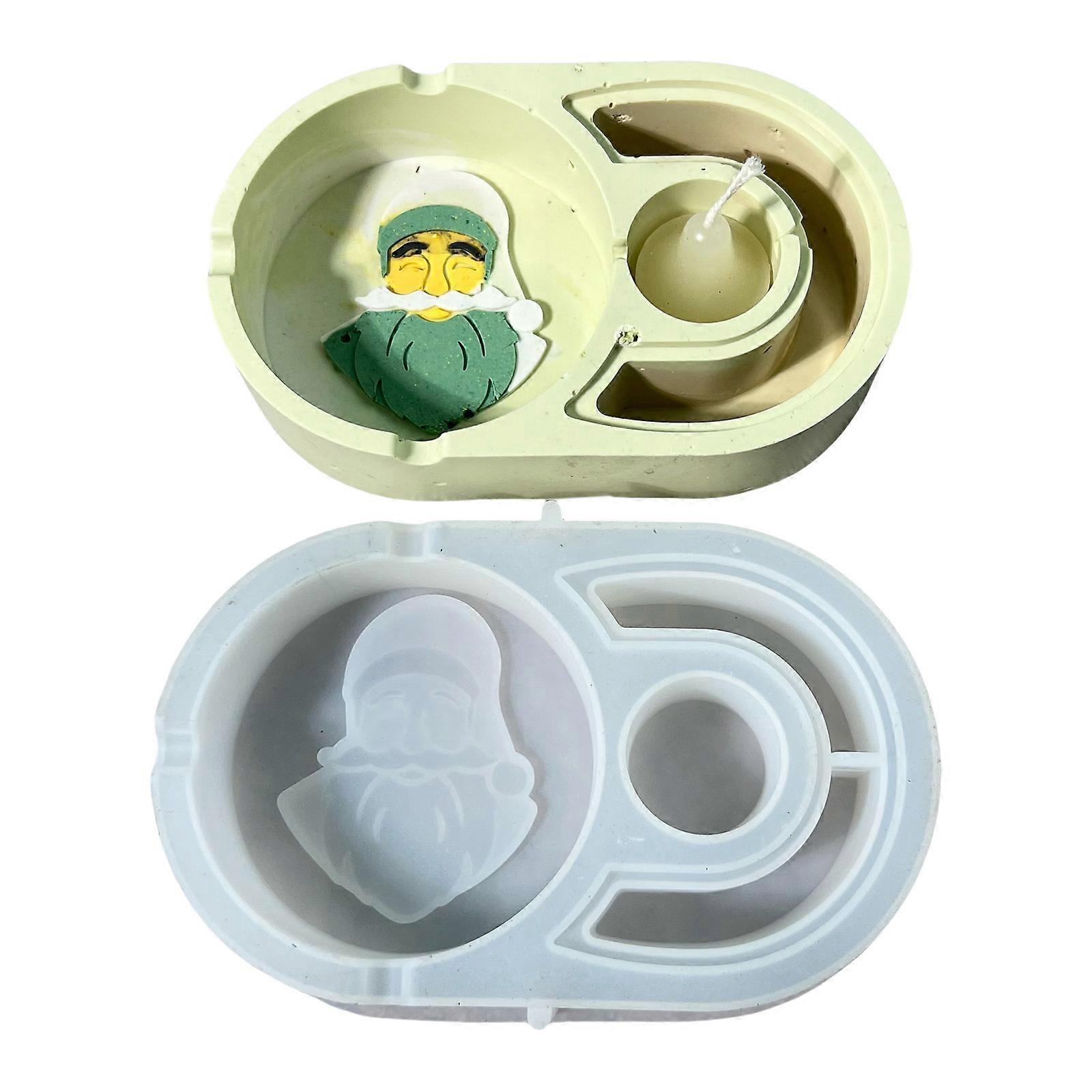 Christmas Man Ashtray Silicone Molds Candlestick Molds Resin Crafting Molds Silicone Ornament Molds for Making Projects Multicolor