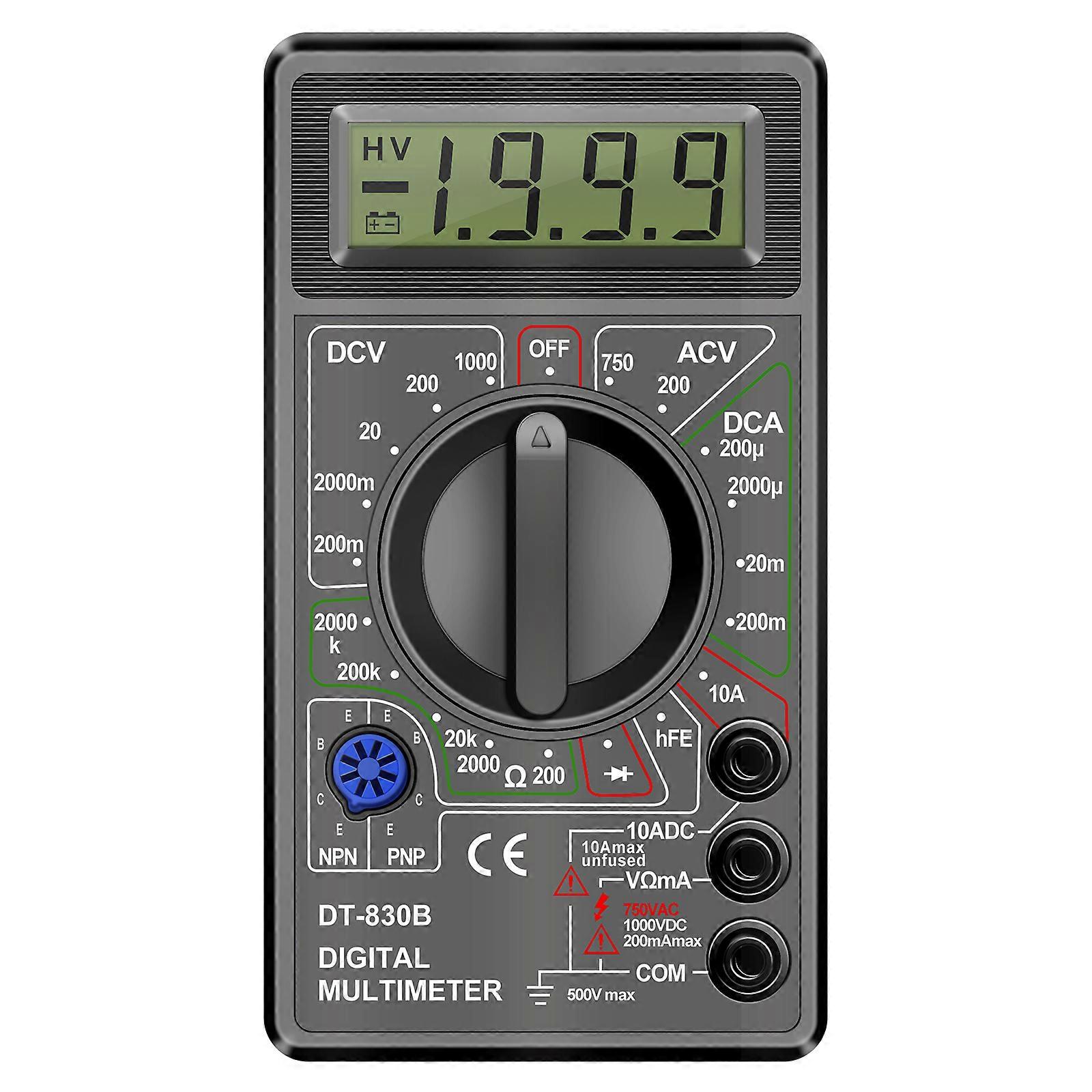 DT-830B Multimeter LCD Auto Range Digital Voltmeter Ohmmeter Volt Tester