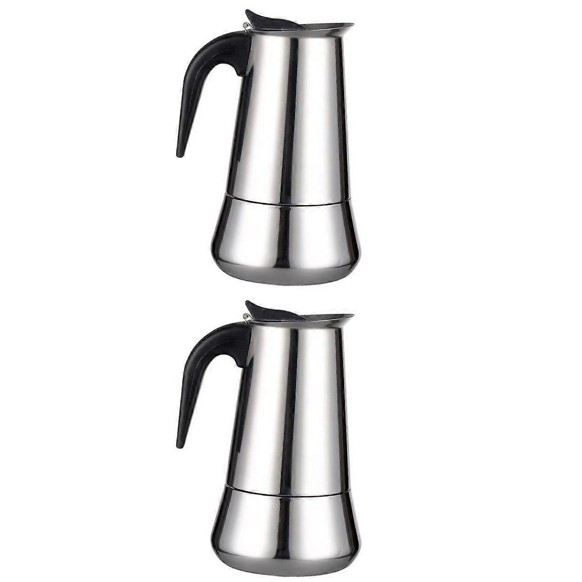 2pcs Moka Pot Espresso Coffee Maker Latte Percolator Easy Serving for Home