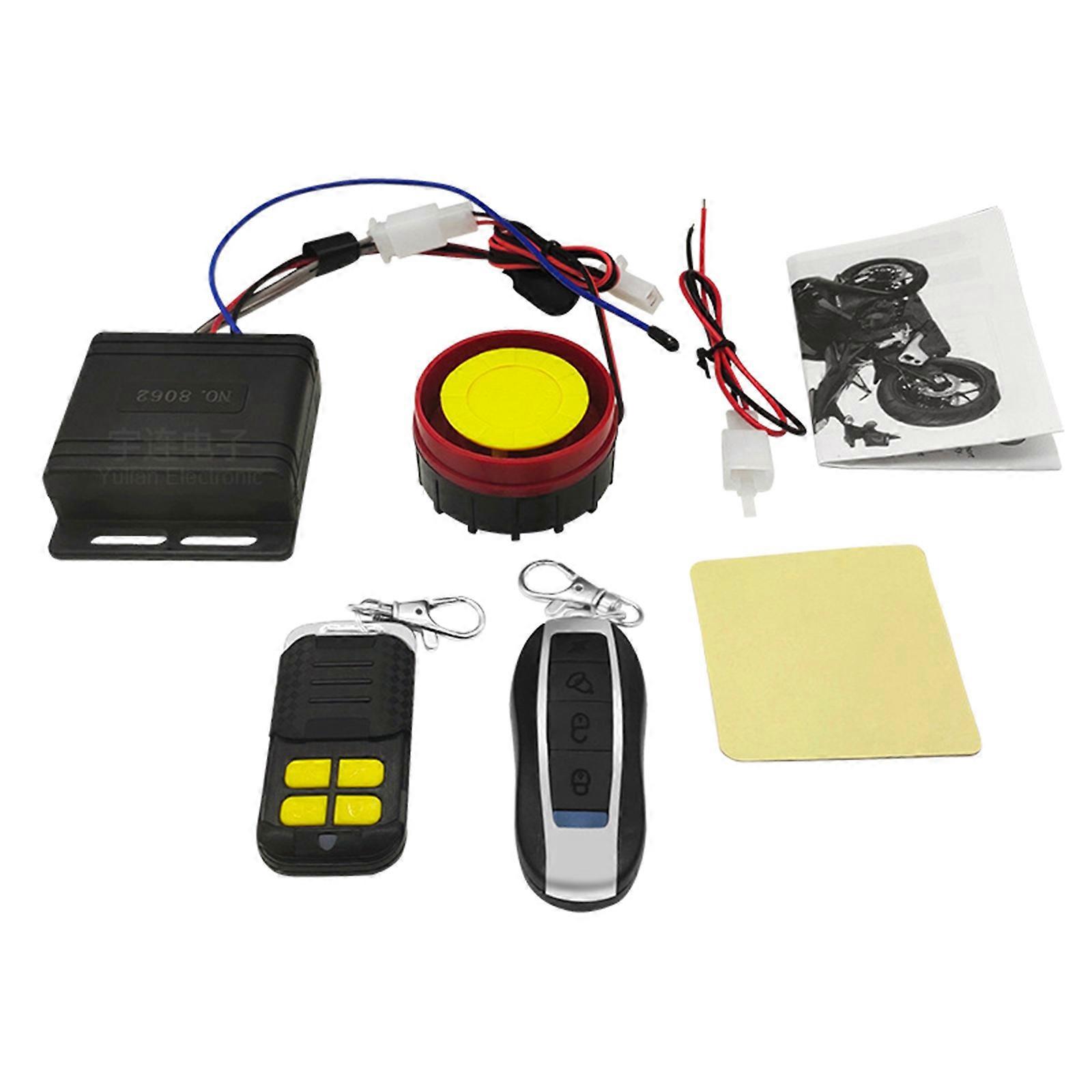 125Db Motorcycle Anti Theft Alarm-System Waterproof Streetcar Security Alarm with Remote Control Engine Start Function Multicolor