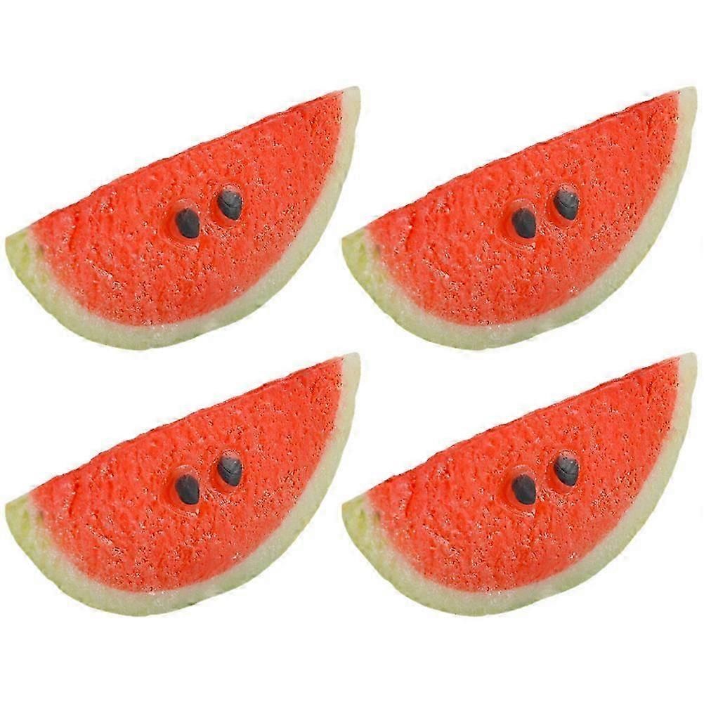 4pcs Artificial Fake Watermelon Slice Faux Fruit Red Watermelon Slice Models