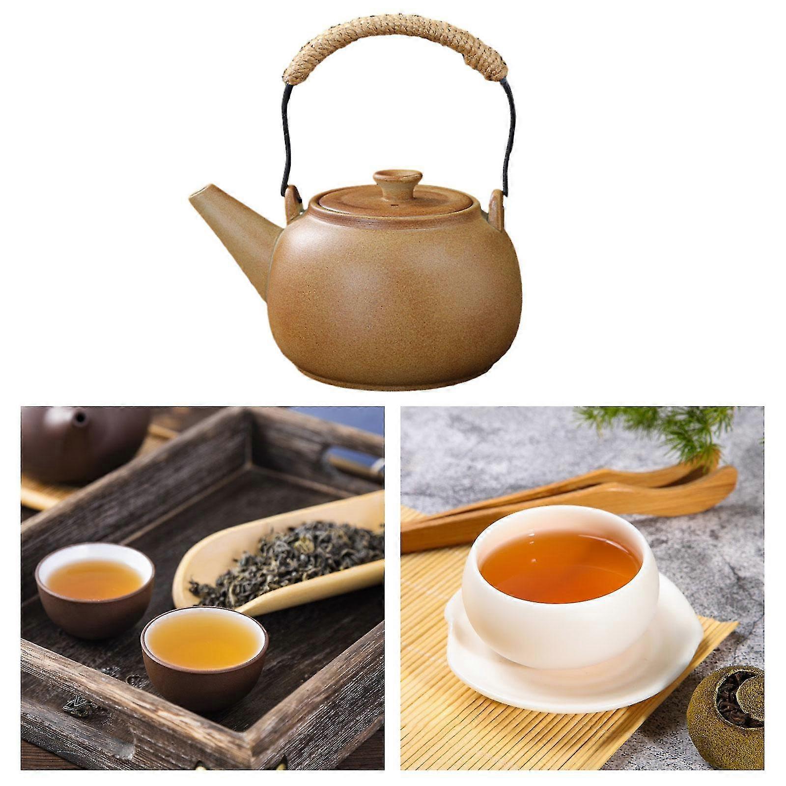 Durable Ceramic Teapot with Tea Filter and Handle, Ideal Tea Maker Kettle for Hiking, Camping, Picnics, and Everyday Use in Households and H