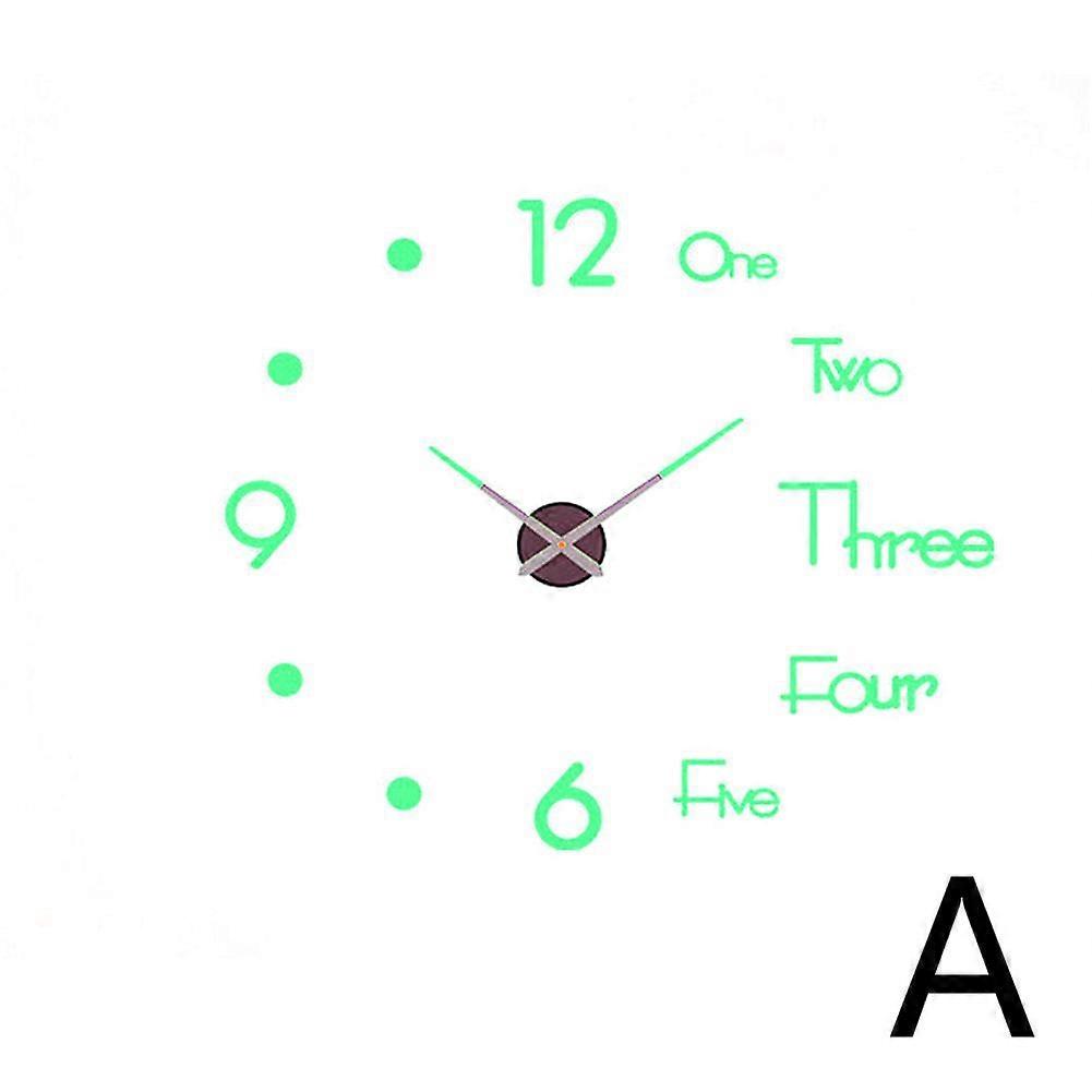 DIY Clock Kit Luminous 3D Wall Clock Easy Install Silent Movement For All Smooth Surfaces