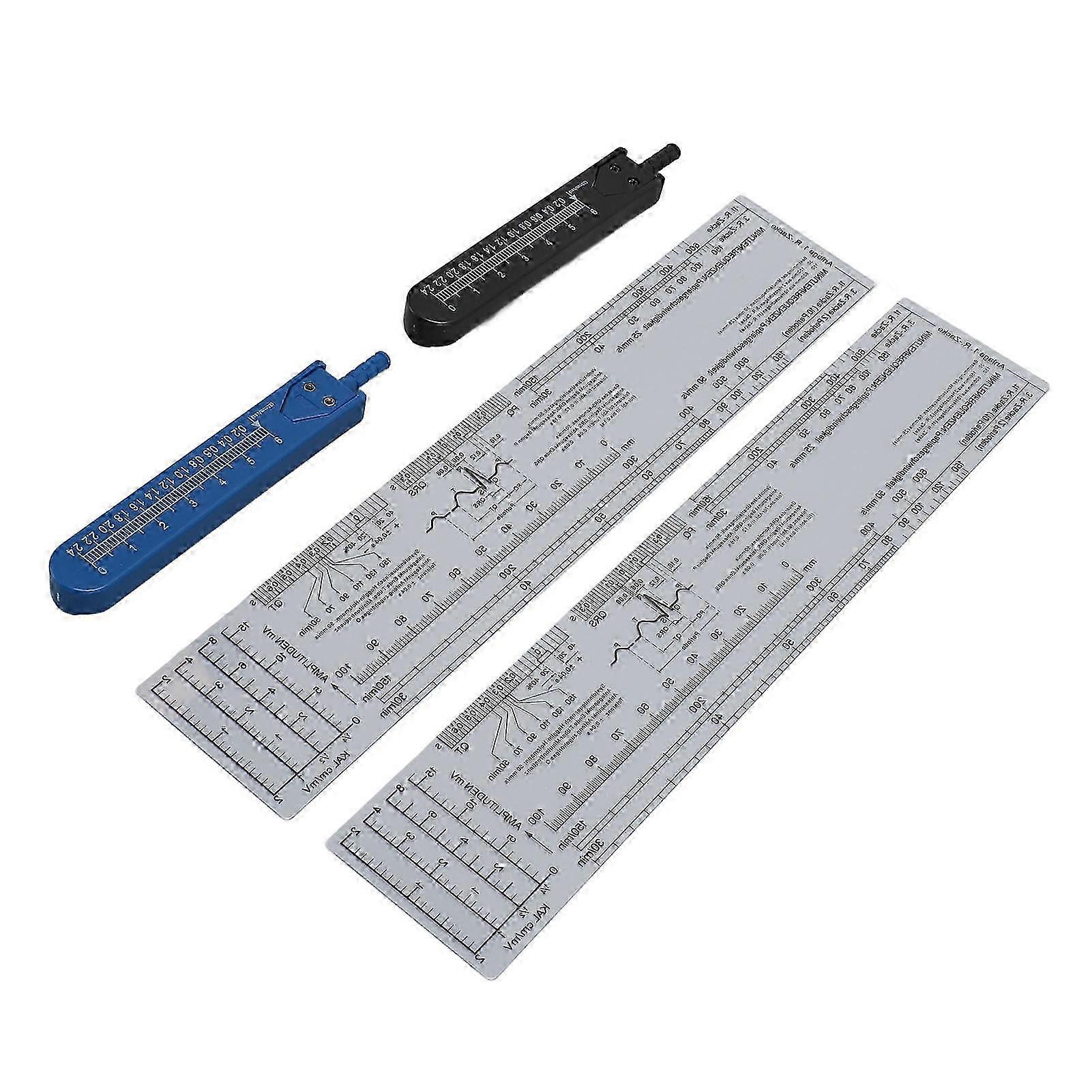 2025 2 Sets Calipers and EKG Ruler Combination Set Electrocardiogram Drafting Divider Measuring Tool for Nursing