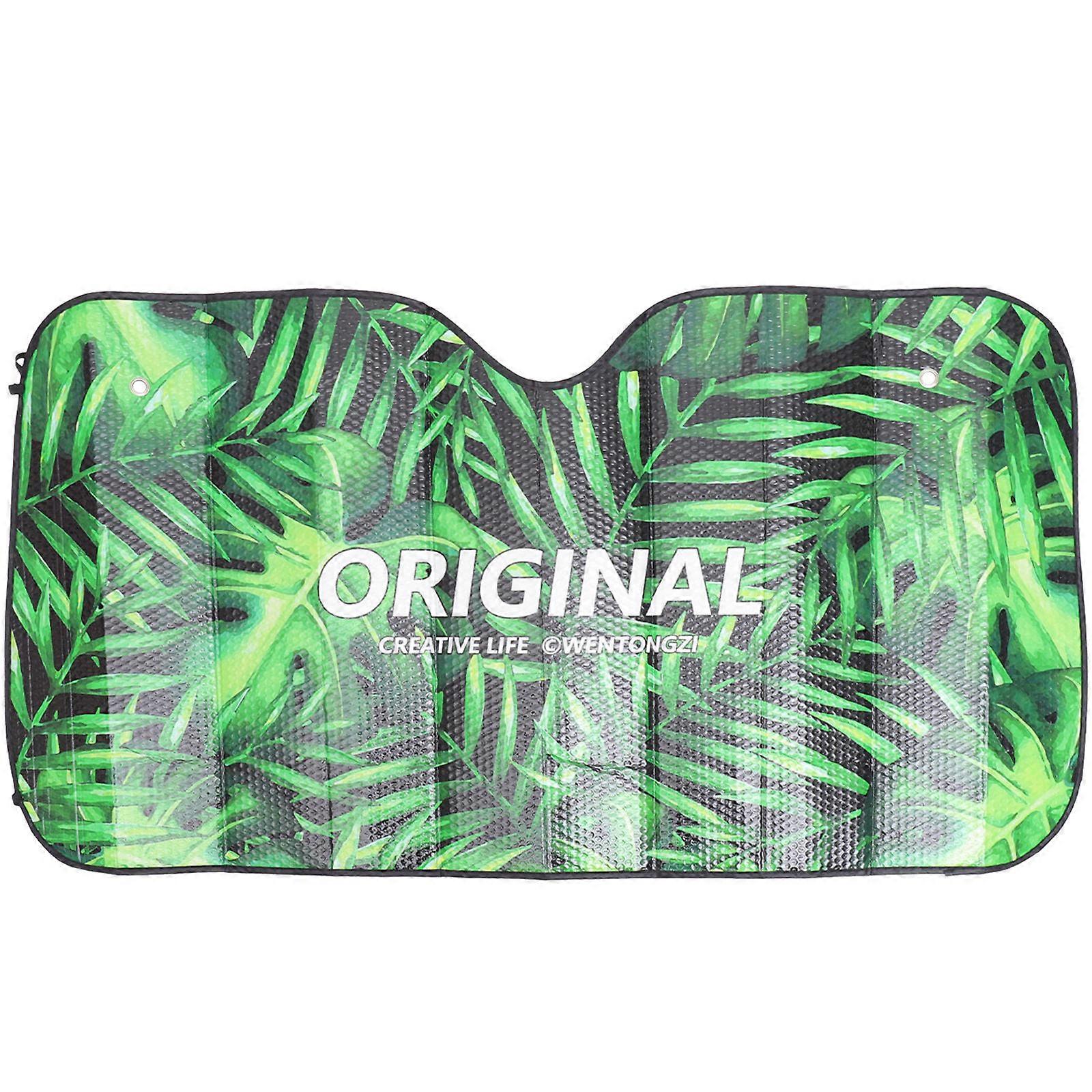 Car Windshield Sun Shade UV Sun Protection Sunshade Foil Sun Visor Foldable Cartoon Car Windscreen Frost Snow Cover(Green)
