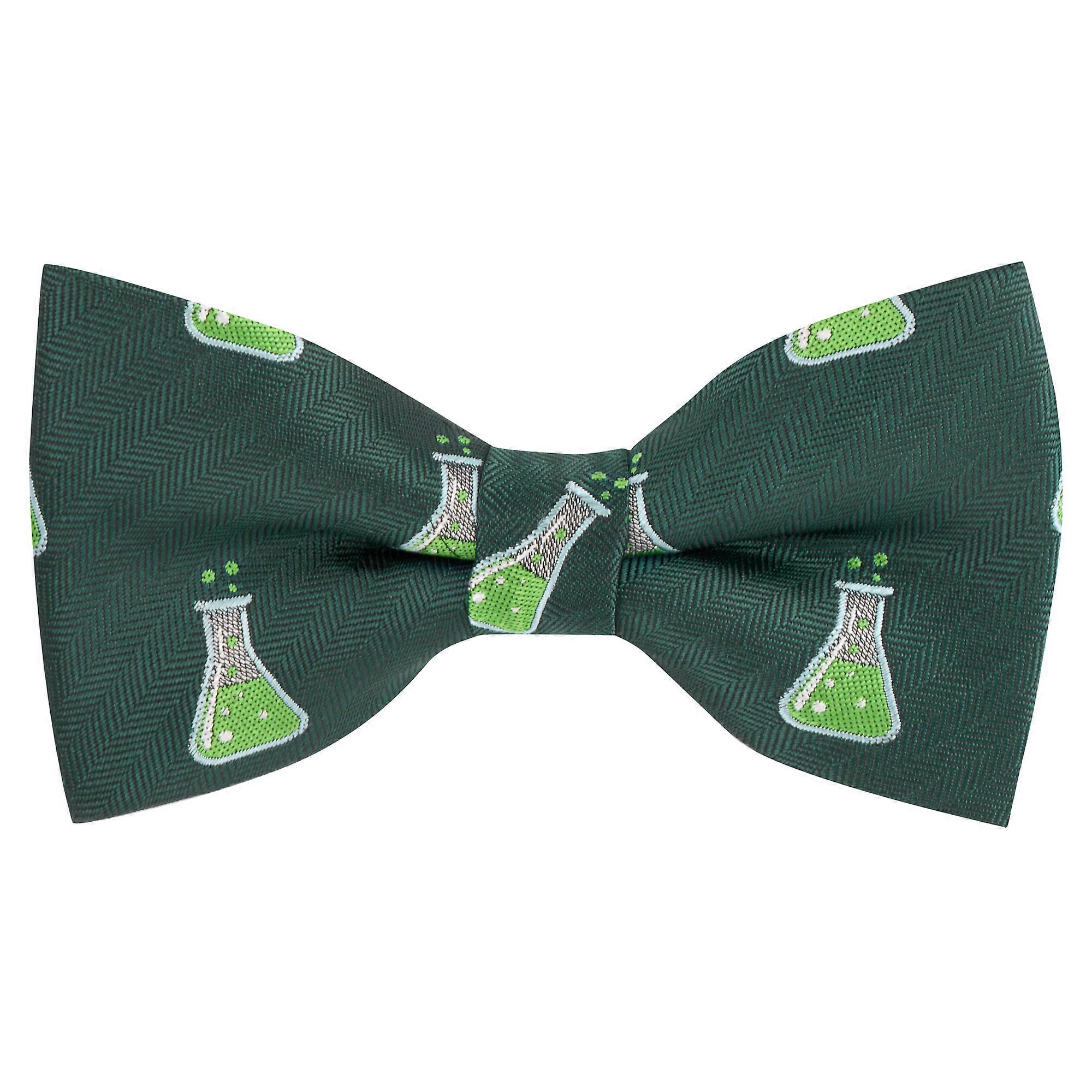 Dark Green Science Conical Flask Herringbone Bow Tie