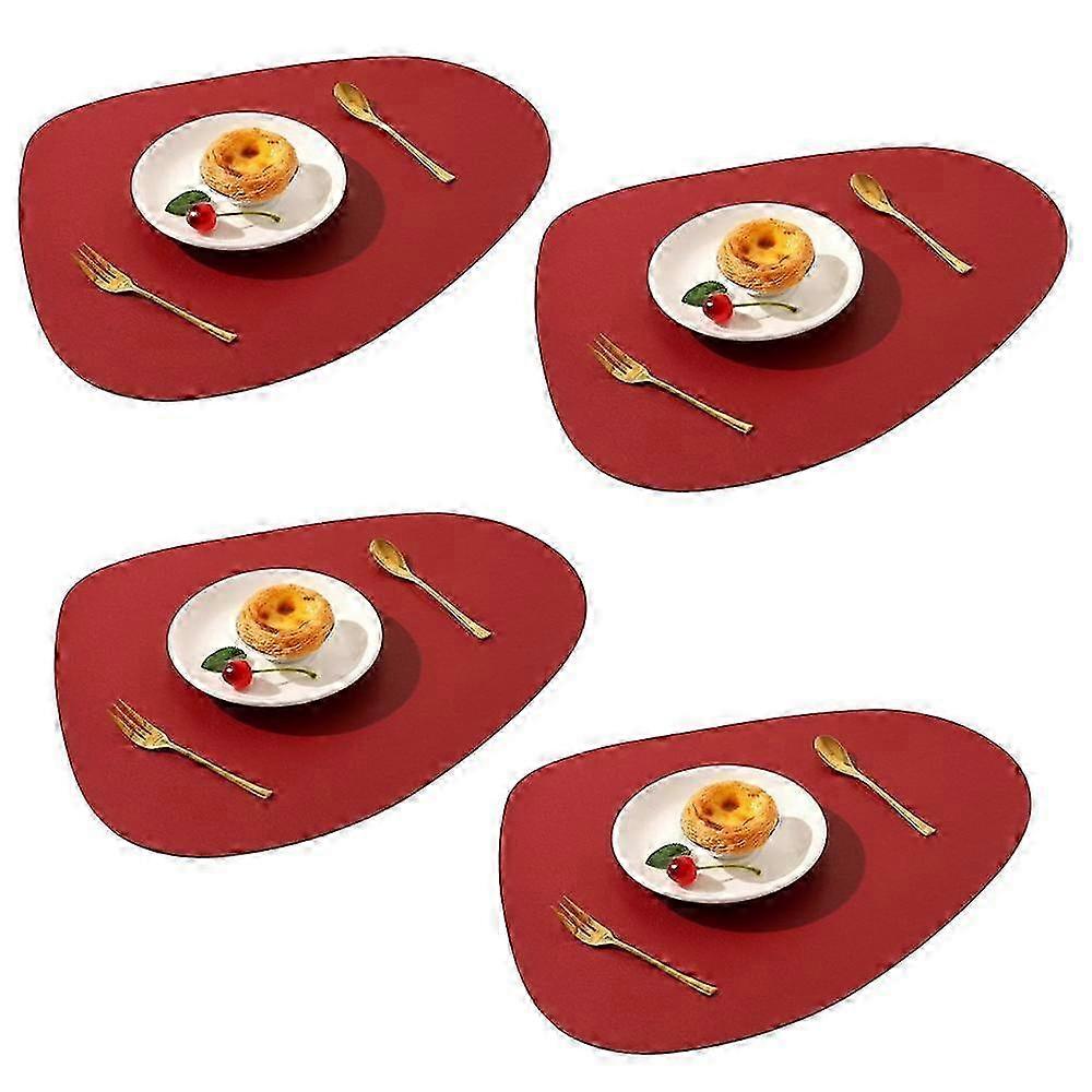 Paquet de 4 sets de table en similicuir - résistant à la chaleur, antidérapant, lavable, imperméable (rouge)